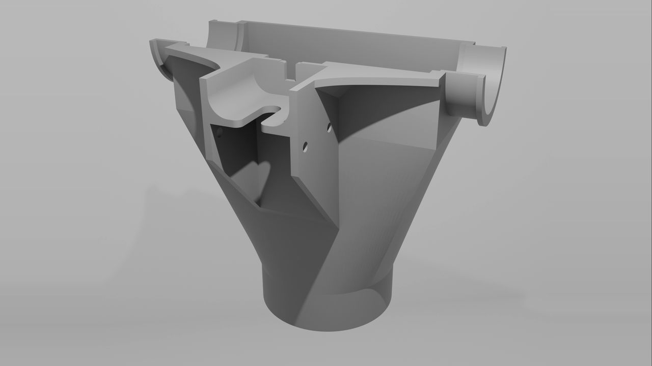 Rendu 3D du dévidoir pour porcherie, repensé pour l'impression 3D